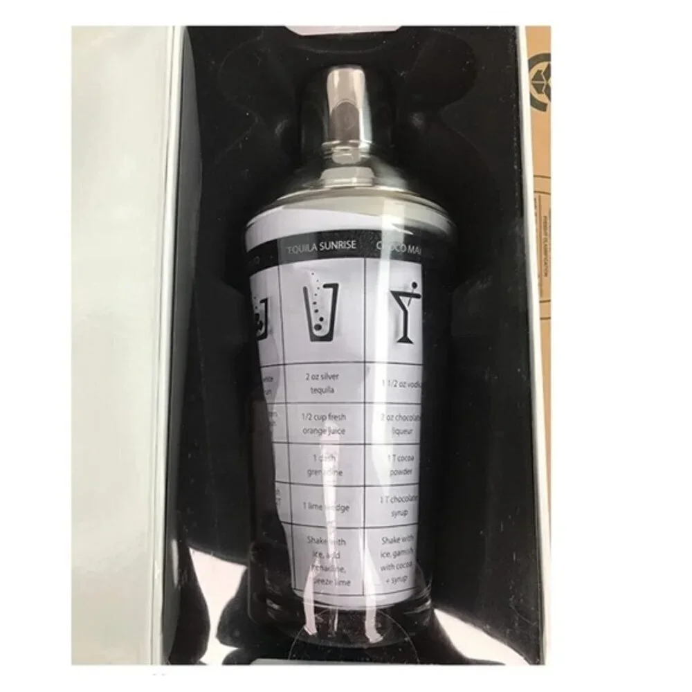 Recipe Cocktail Shaker Stainless Steel Glass Recipes on Shaker 16 OZ New NWT NIB